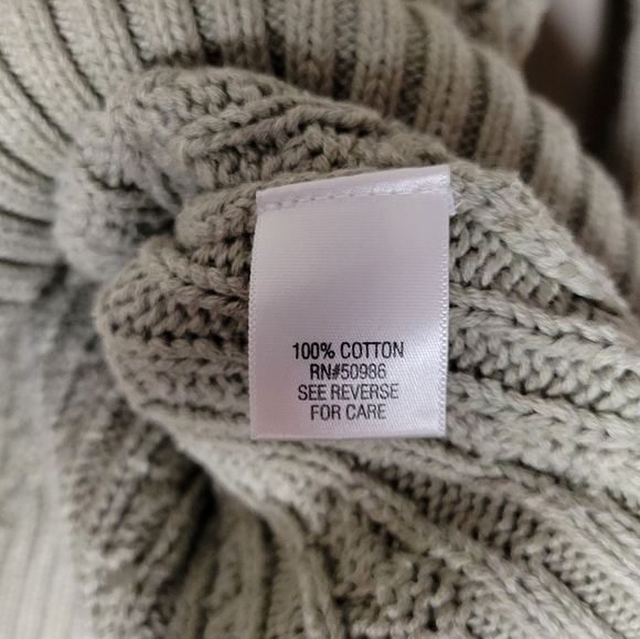 Croft & Barrow green zip henley cable knit turtleneck, sz l - Picture 6 of 7